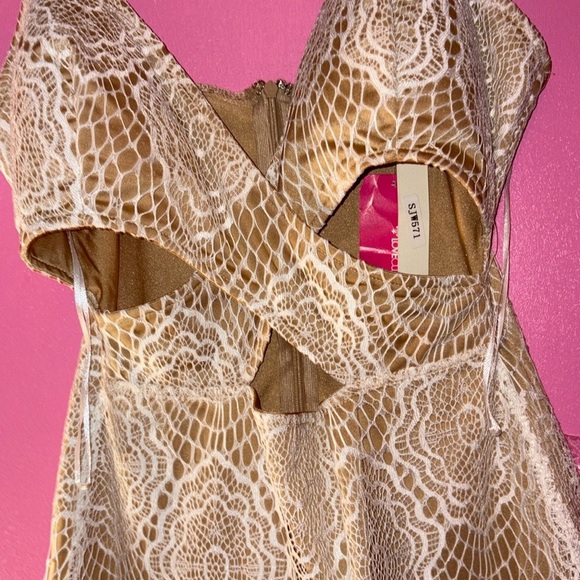 Love Culture Ivory and Tan Lace Dress - Picture 3 of 9